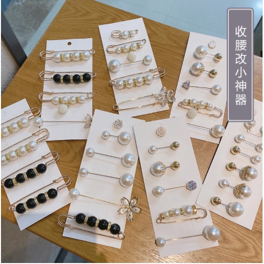 Bộ 2/4/6 ghim cài áo phối ngọc trai giả thời trang