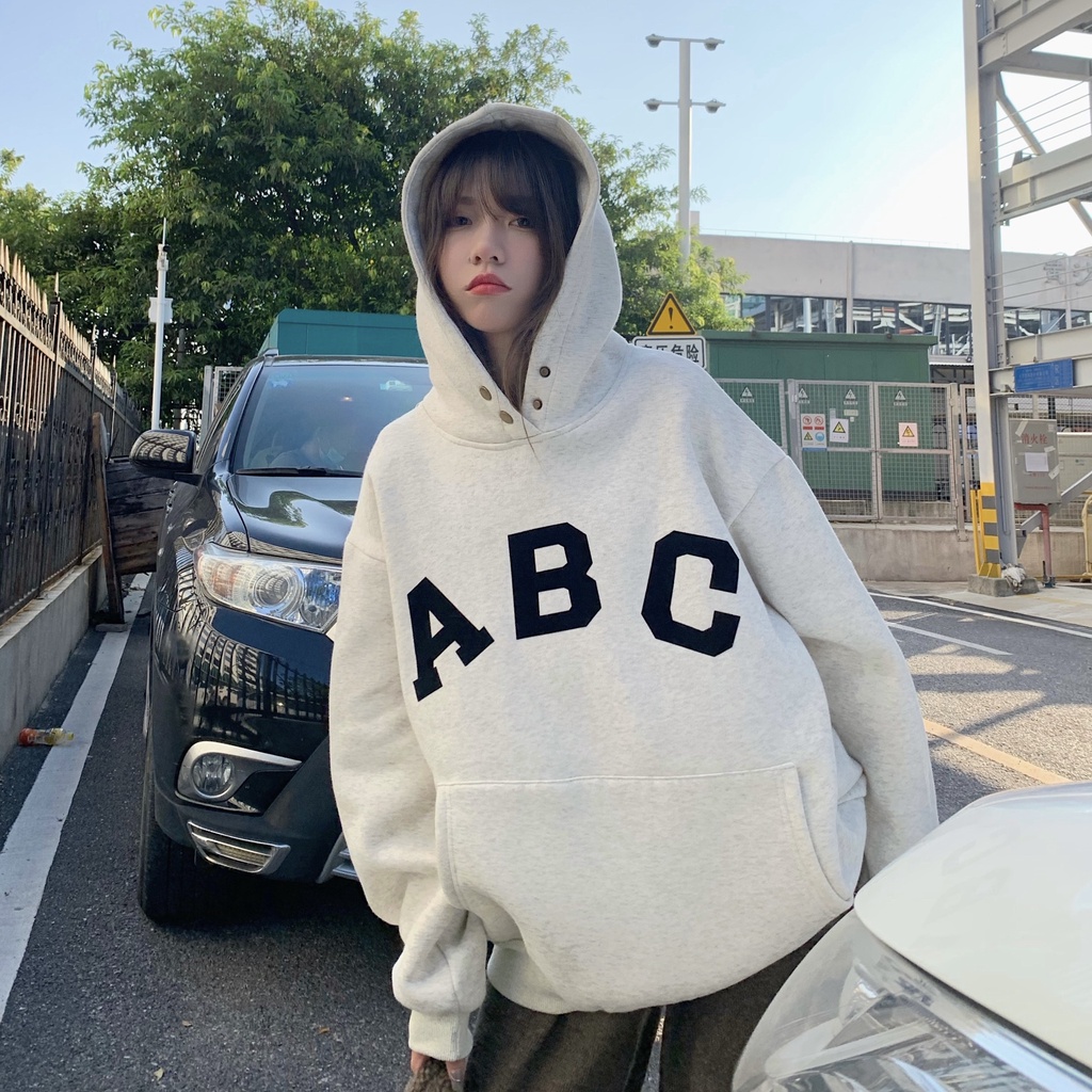 Áo hoodies ABC nỉ lót bông ulzzang Hàn Quốc
