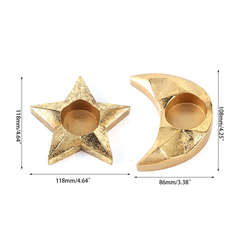 Khay Giá Đỡ Nến Hình Trăng Sao Chất Liệu Resin Phong Cách Bắc Âu