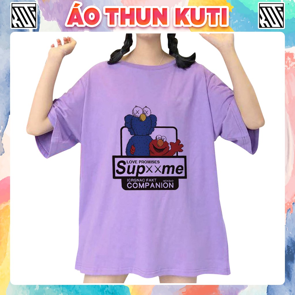 Áo Thun Tay Lỡ KAWS Supre Unisex Kuti Basic Tee Phông Trơn Nam Nữ Form Rộng Freesize Phong Cách Ulzzang Hàn Quốc