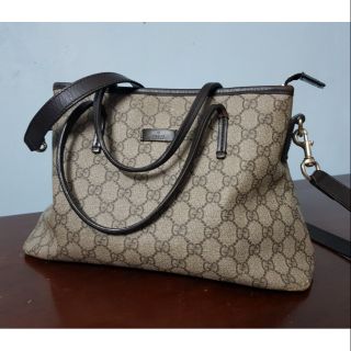 Túi Gucci canvas phối da thật auth mua tại store Gucci Hongkong