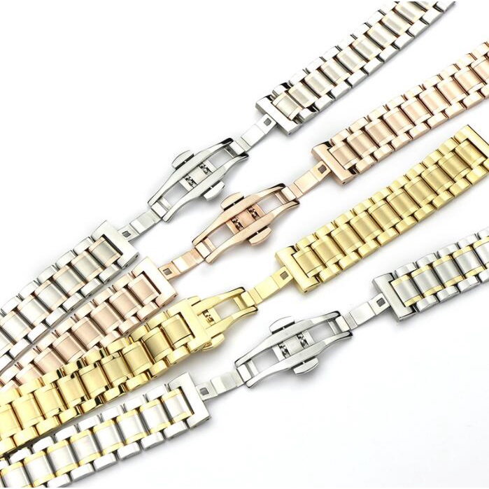 Dây Đeo Đồng Hồ Dạng Nhấn Đôi Bằng Inox 12/14/16/17/18/19/20/22mm Chuyên Dụng