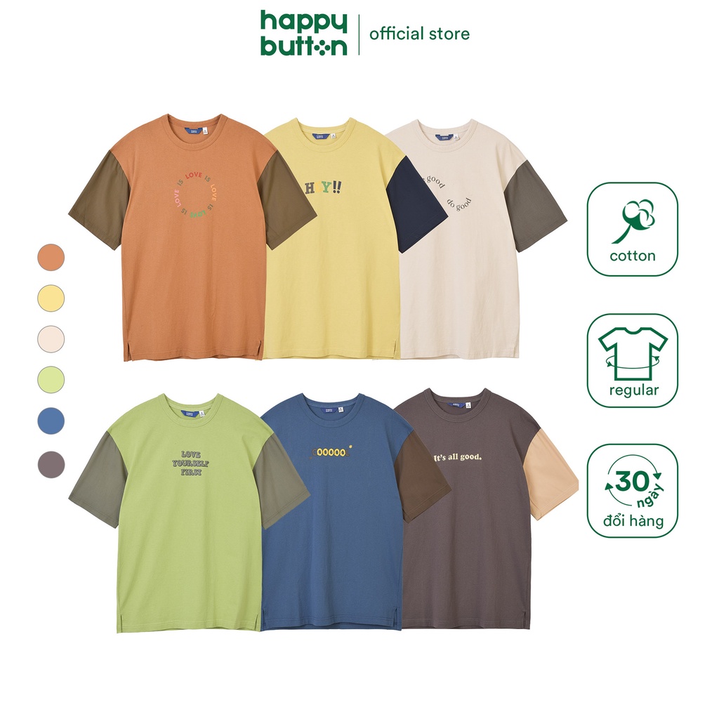 Áo Thun Nam In Chữ Tay Raglan - vải cotton, form regular fit - Happy Button