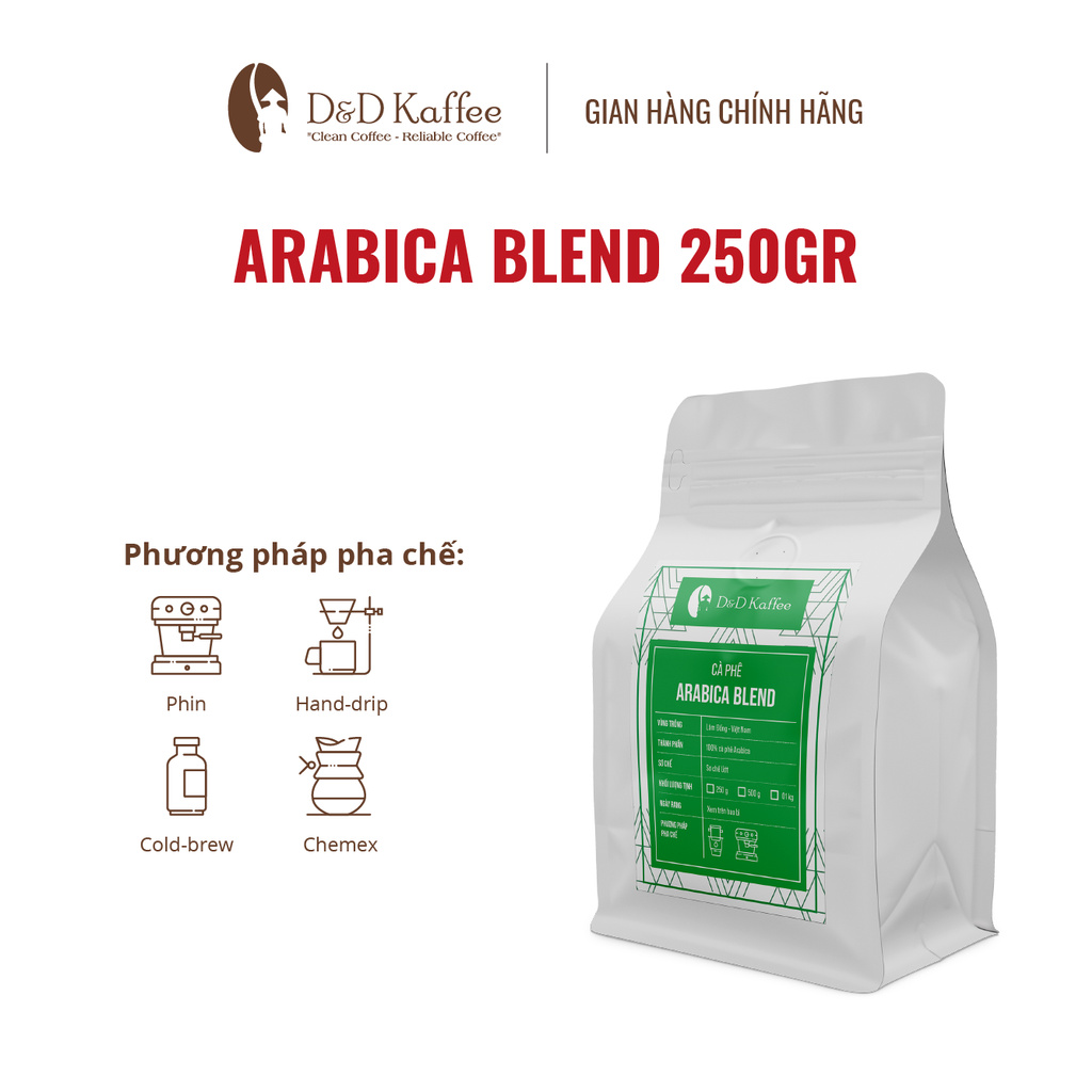 Cà phê rang Arabica D&D Kaffee Gói 250gr