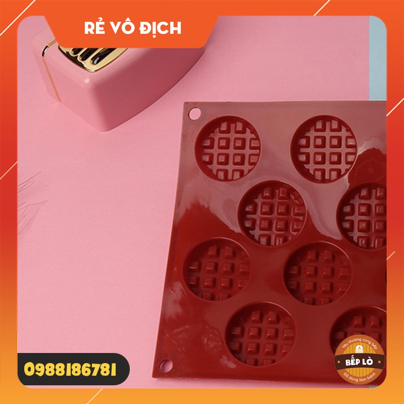 Dụng cụ làm bánh - Khuôn silicon 3D tạo hình 18 bánh quế Waffle làm bánh rau câu, trang trí bánh kem