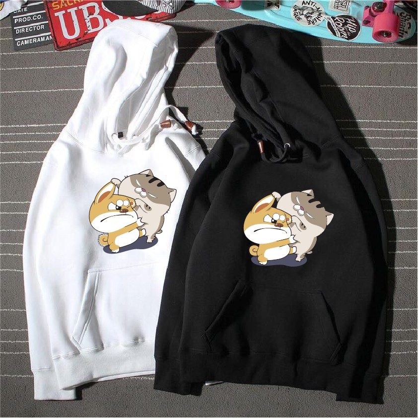 Áo nỉ hoodie hoạt hình mèo béo ami, form suông rộng unisex có mũ, chất nỉ bông | BigBuy360 - bigbuy360.vn