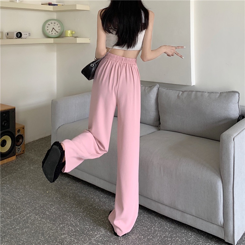 Quần ống rộng Lưng Cao Thời Trang Hàn Quốc Cho Nữ