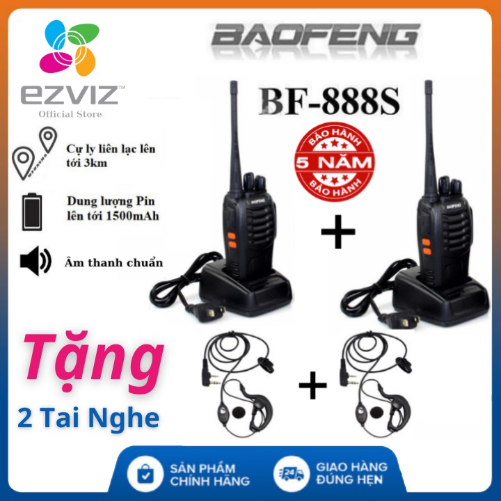 Bộ Đàm Baofeng 888s 💥 FREESHIP 💥 Chuyên Dụng , Chống Tạp Âm , Cự Ly Liên Lạc 3km - Tặng tai nghe cao cấp, Bảo hành 5 năm