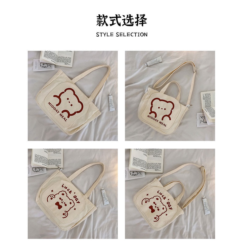 Túi Xách Canvas Sức Chứa Lớn Thiết Kế Đơn Giản Dễ Phối Đồ Cho Học Sinh