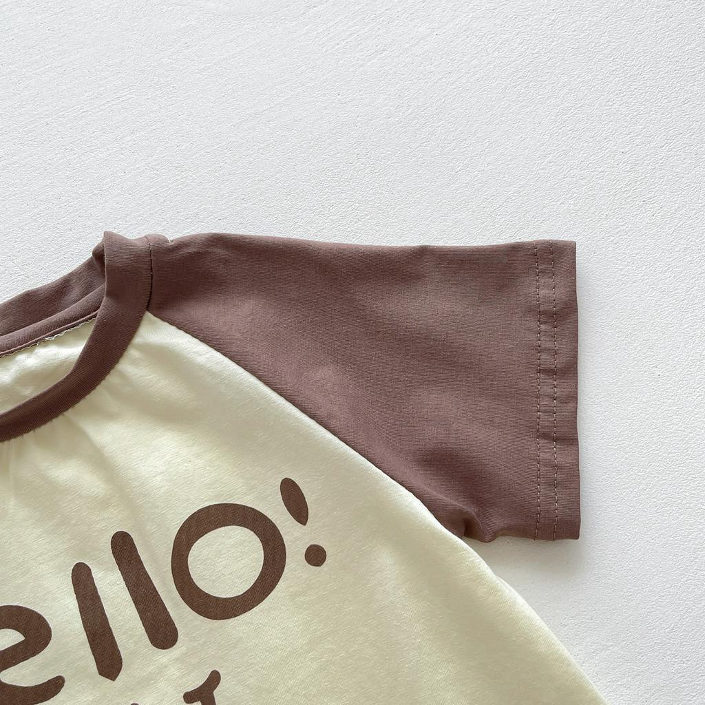 Áo Liền Quần Ngắn Tay In Chữ Chất Liệu Cotton Thời Trang Mùa Hè Dành Cho