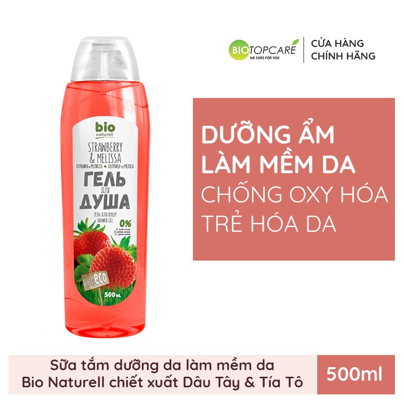 Sữa tắm Bio Naturell Dâu Tây và Tía Tô Đất thơm ngát 500ml - BioTopcare Official - TN141