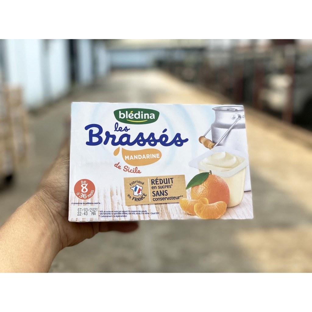 ❣️ [Hàng AIR]  Sữa chua ít đường Brasses Bledina Pháp cho bé từ 6 tháng, vị mơ đào lê chuối dâu vani 💯