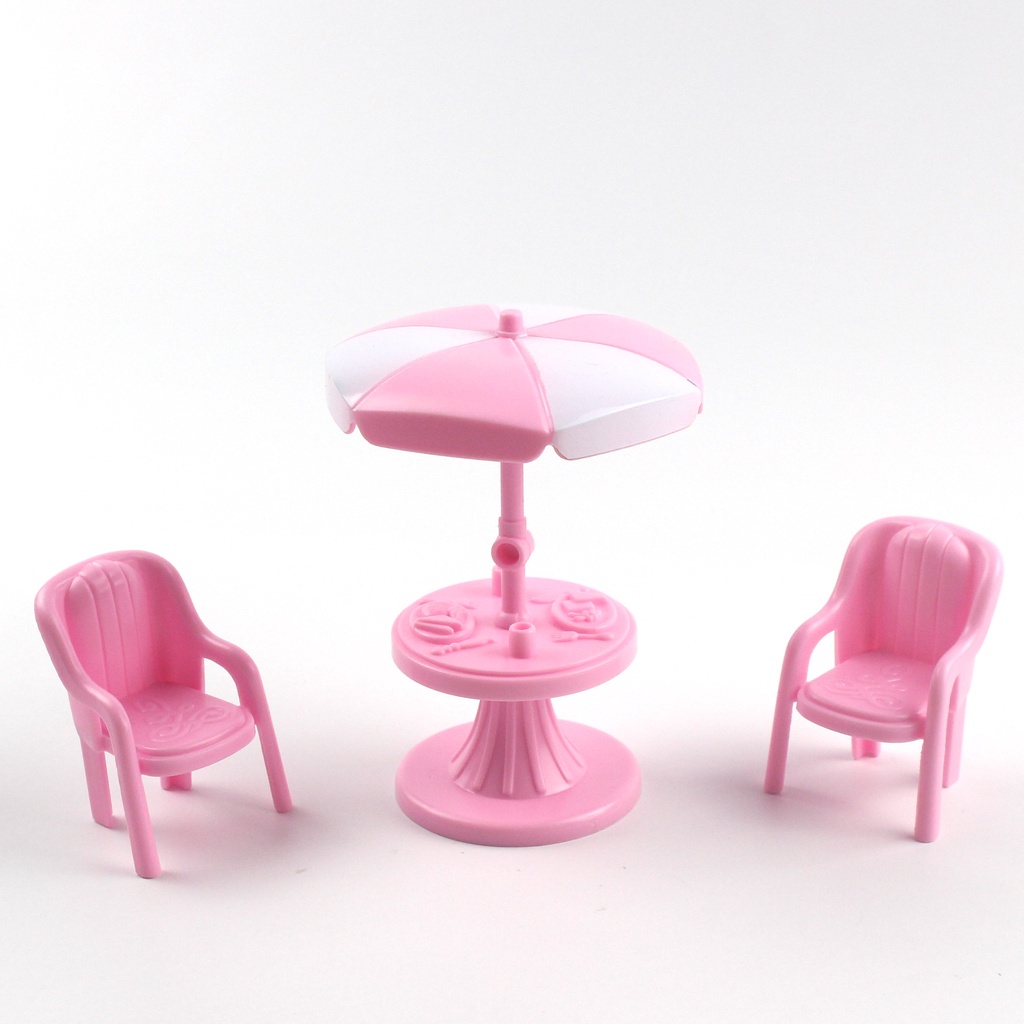 Phụ kiện búp bê bô bàn ghế có ô màu hồng xinh xắn cho búp bê barbie ANDATOY AD919