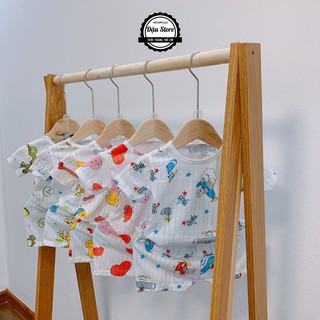 Bộ Cotton giấy cài vai cho bé trai bé gái sơ sinh từ 4kg-15kg, giao màu ngẫu nhiên
