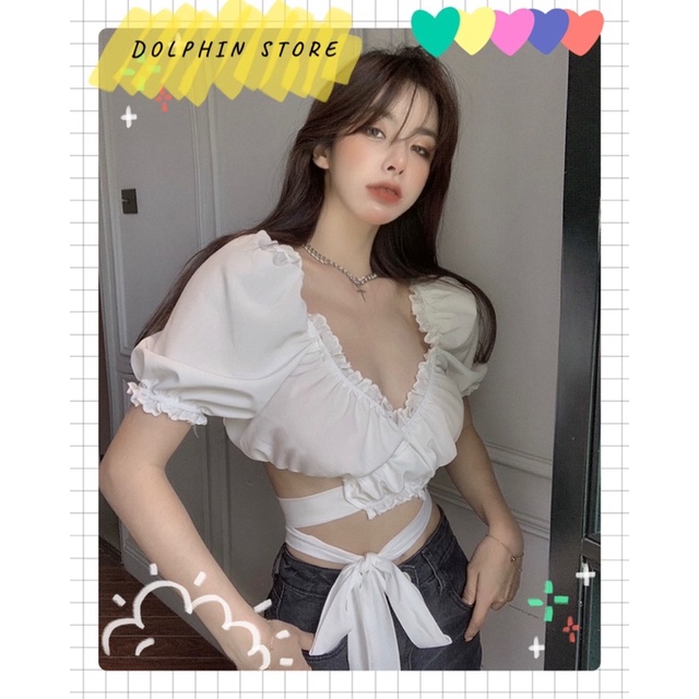 BIGSIZE Croptop cột nơ bigsize