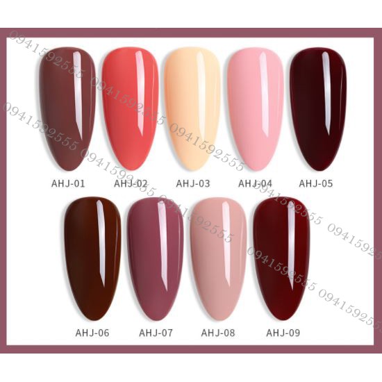 SET Sơn gel AS mã AHJ mẫu chai đỏ nhọn 9 chai 15ml siêu HOT siêu xịn