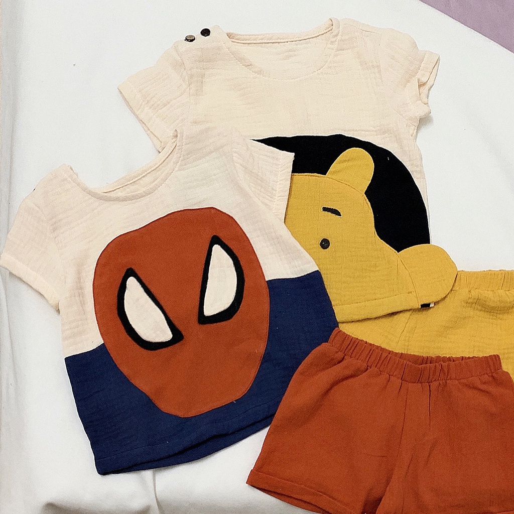 Set bộ đũi hàn cho bé trai hình siêu nhân Spiderman Zara cắt ghép thủ công cho bé 12-18kg