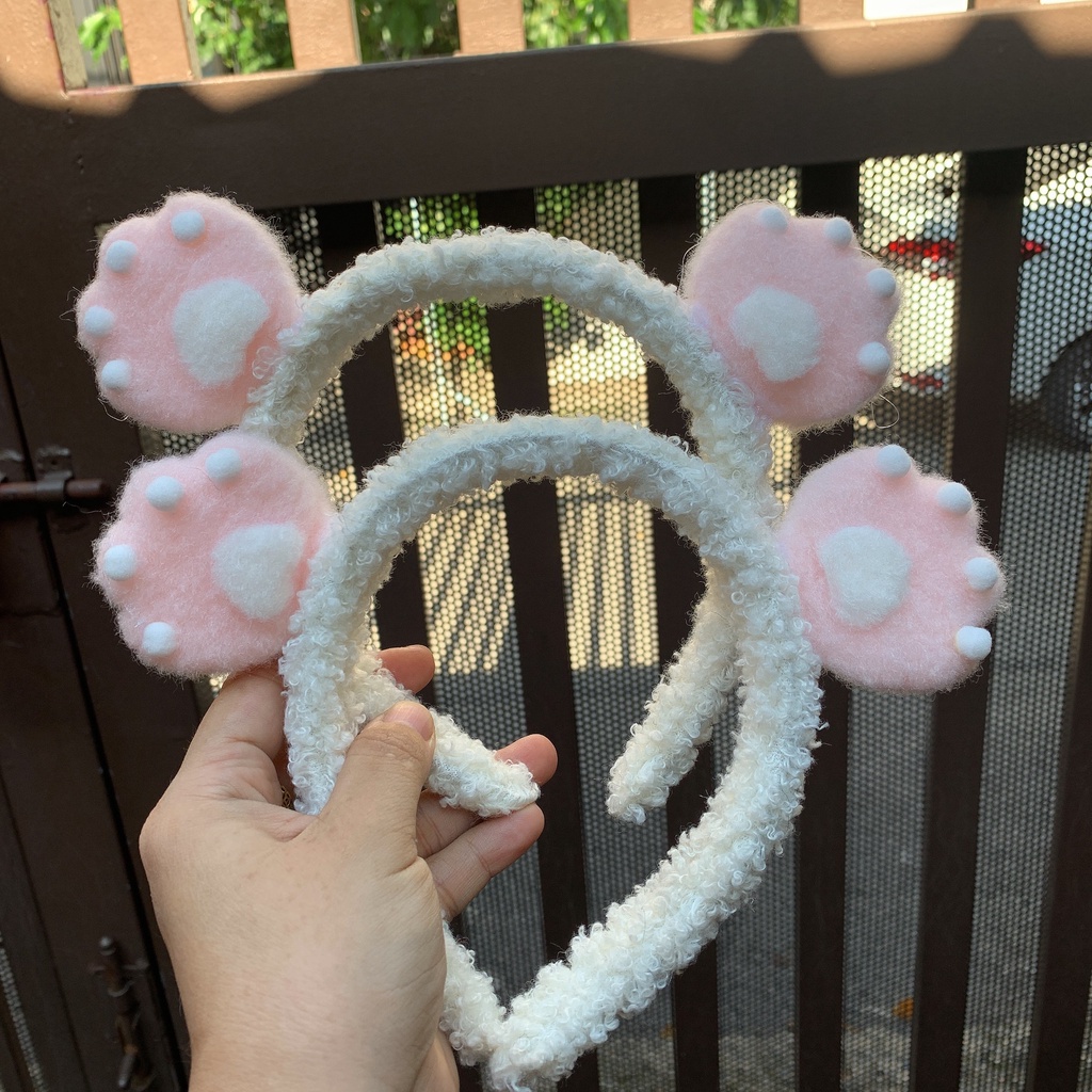 SET 2 Kẹp tóc - cài tóc nữ mỏ vịt chân mèo hồng trắng cute dễ thương