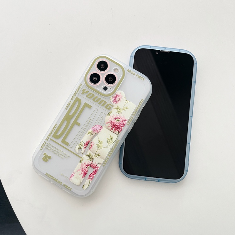 Ốp Điện Thoại Nén Khí In Hình Gấu Và Hoa Thời Trang Sành Điệu Cho iPhone 7 8 Plus X XS XR 11 12 13 Pro Max