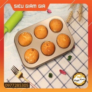 Khuôn / Khay nướng bánh cupcake muffin chống dính 6 ô CHẤT LƯỢNG CAO