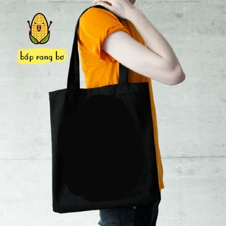 [CÓ KHÓA] TÚI TOTE CANVAS CÓ KHÓA ZIP - TÚI VẢI ULZZANG TRƠN MÀU ĐEN - VẢI DỆT