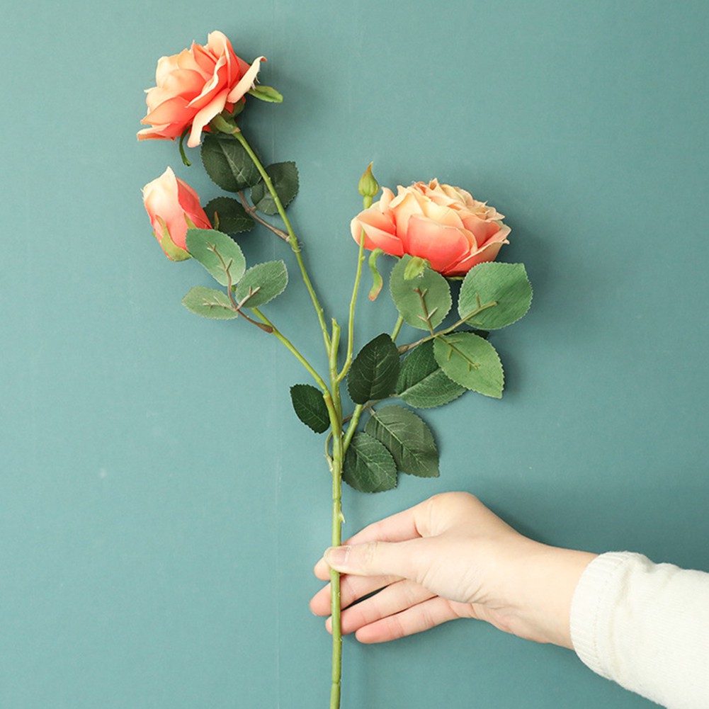 1 Nhánh Hoa Hồng Nhân Tạo DIY Trang Trí Nhà Cửa / Tiệc Cưới