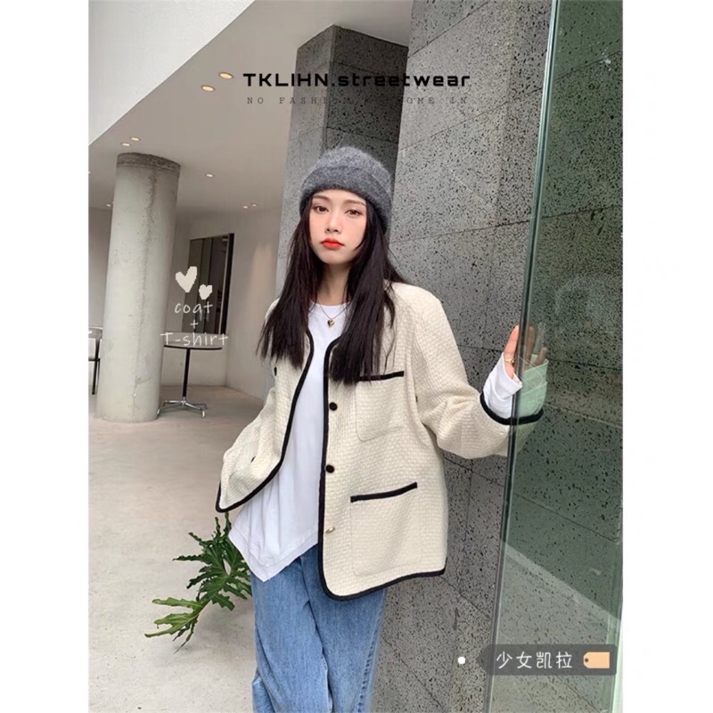 TKLIHN Áo khoác Dạ lửng Ulzzang phong cách JENNIE BLACKPINK hot FASHION 2021