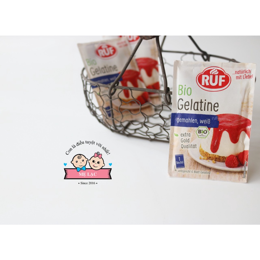 [Ruf] Gelatine hữu cơ làm kẹo bánh cho bé ăn dặm từ 7 tháng tuổi, gói 9g dạng bột