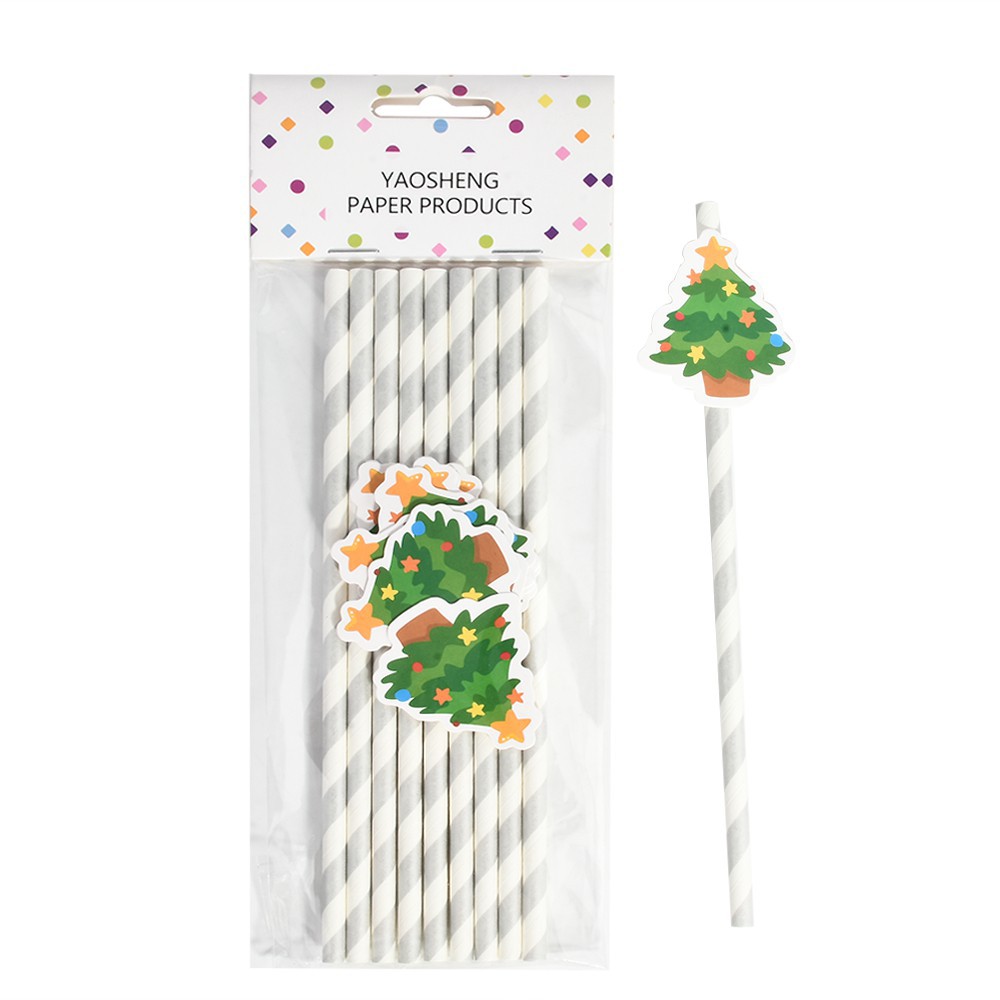 10 ống hút dán các hình dán trang trí Giáng Sinh