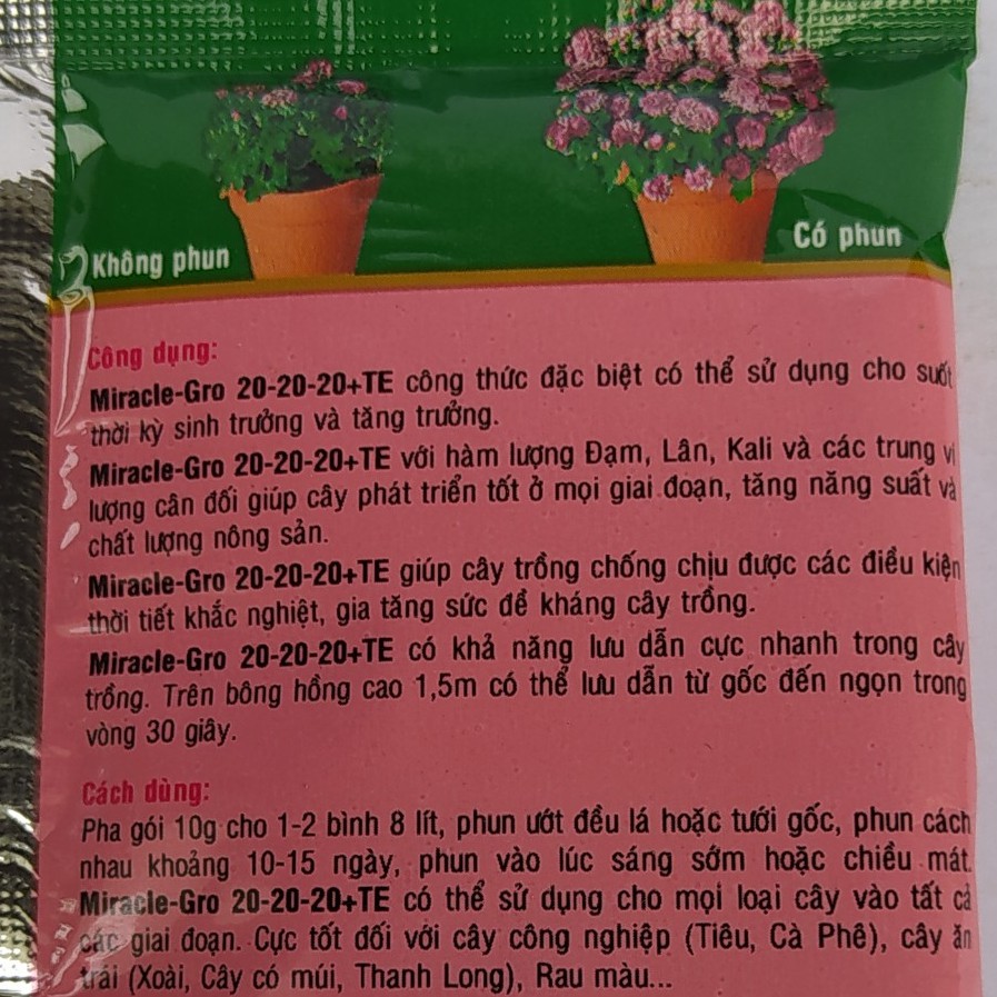 Phân Bón Lá Miracle Gro, phân bón nhập khẩu từ châu âu, chuyên dùng cho hoa hồng, hoa lan, cây kiểng