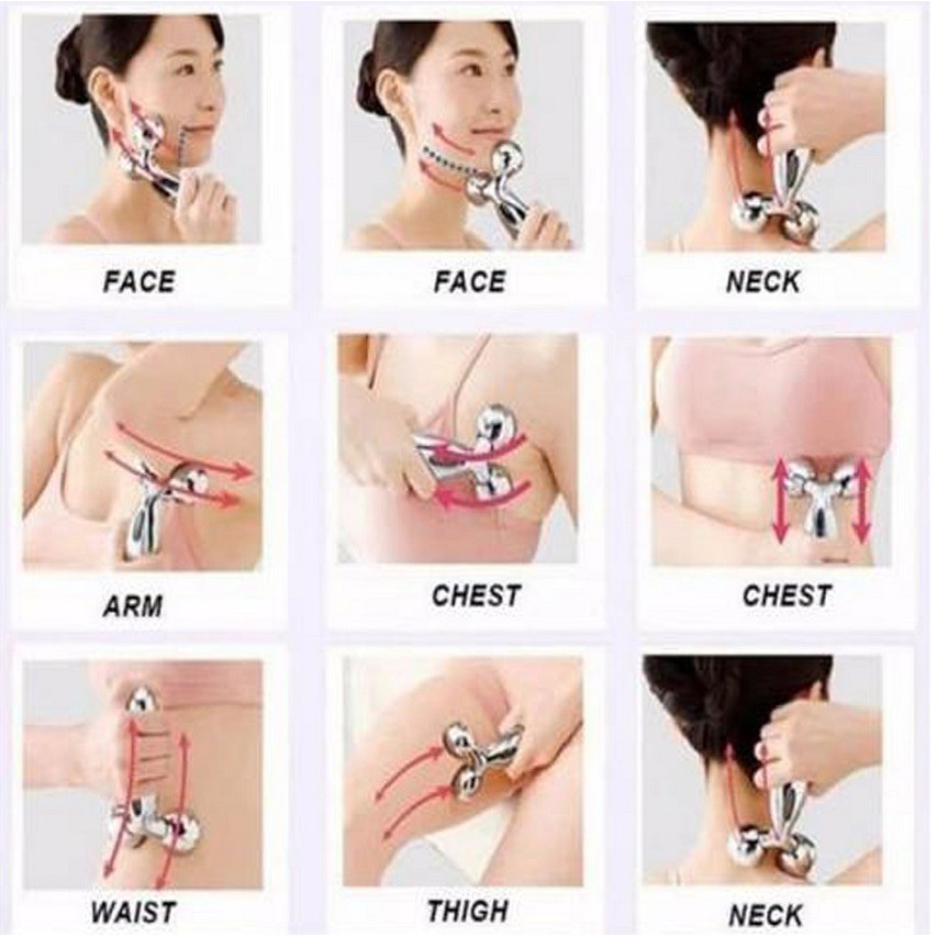 Dụng Cụ Mát Xa Mặt 3D Massager Có Bóng Lăn Hình Chữ V