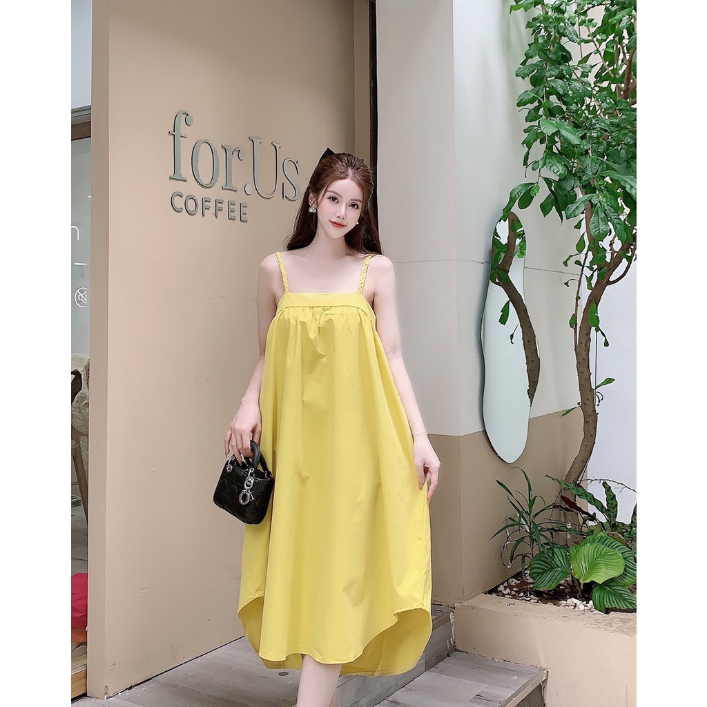 Váy Bầu 2 dây chất thô dáng xòe - Đầm maxi đi biển kiểu dáng cực xinh V339