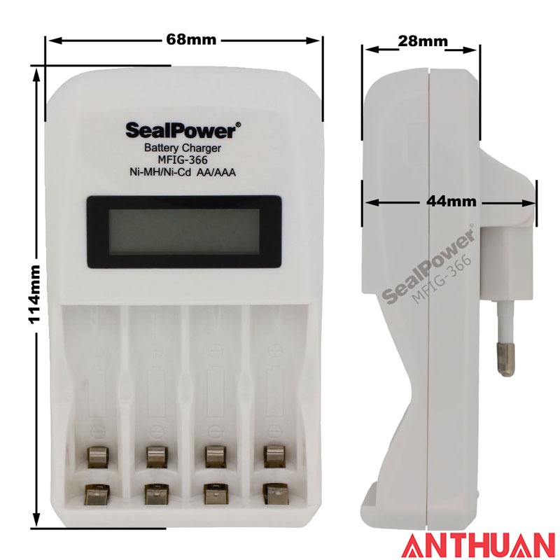 Máy sạc SealPower MFIG-366 / MFIG-367 máy sạc nhanh, Pin sạc AA 3300mAh / AAA 1300mAh, Pin tiểu, đũa có màn hình LCD