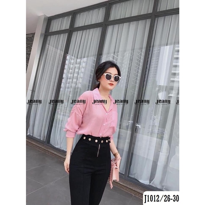 Quần Jean Nữ Skinny - Quần Bò Ôm Lưng Cao Màu Đen J1012 - Jeany