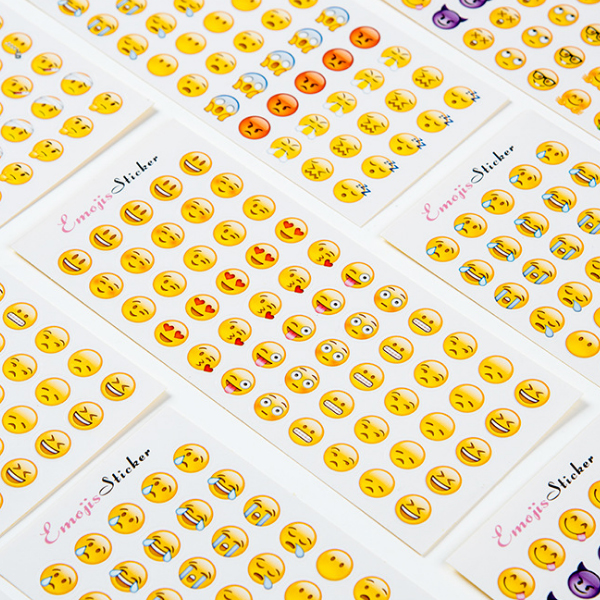 Set 12 miếng dán hình emoji tự trang trí nhật ký