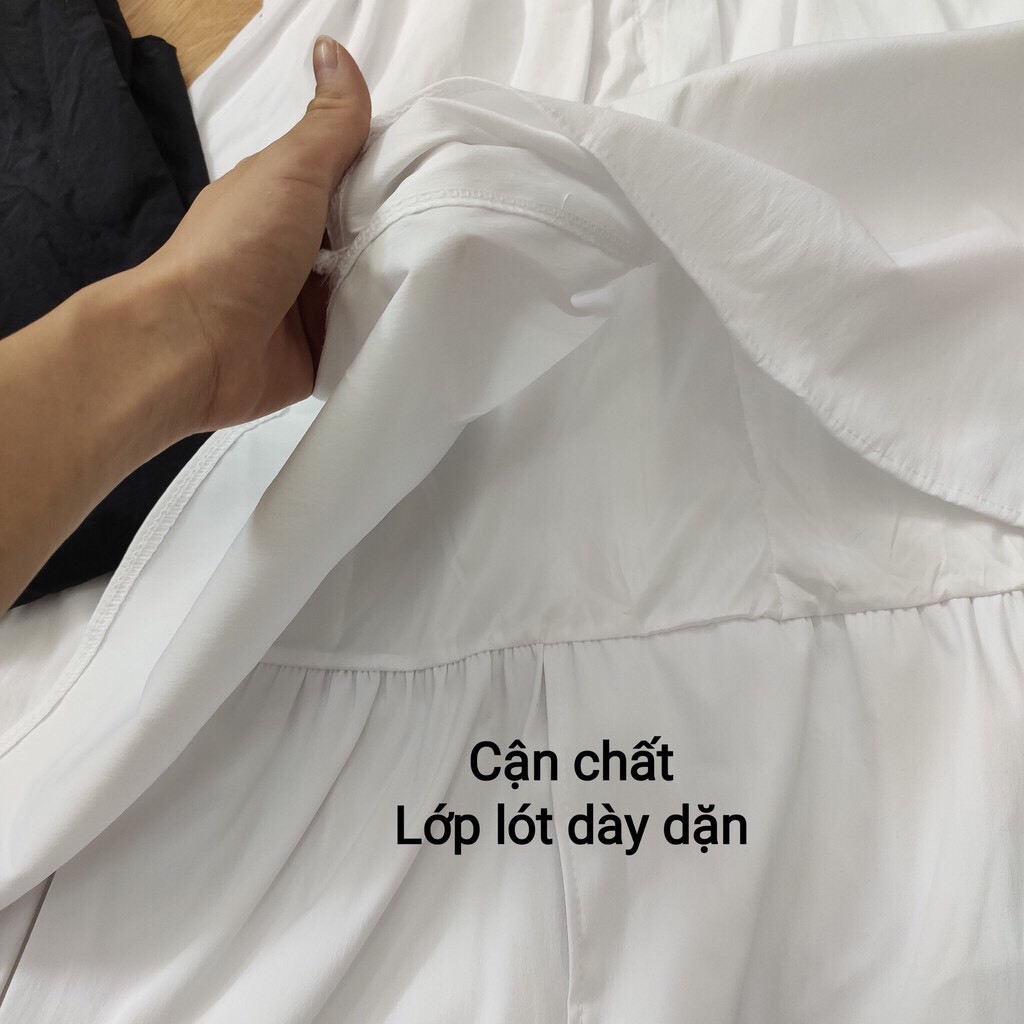 Chân váy 🦋 ullzang tầng cá tính 2 màu trắng và đen 2 lớp chất vải khaki dày dặn đứng form cực đẹp