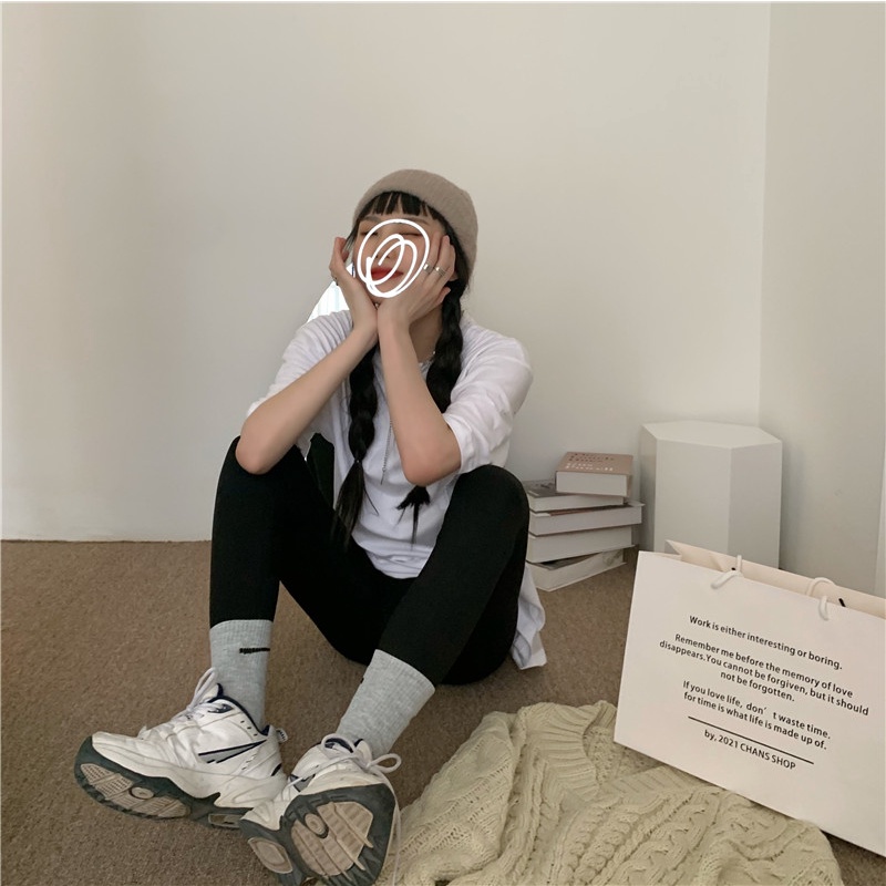 Xiaozhainv Quần legging tập yoga màu đen lưng cao ôm dáng thời trang dành cho nữ | BigBuy360 - bigbuy360.vn