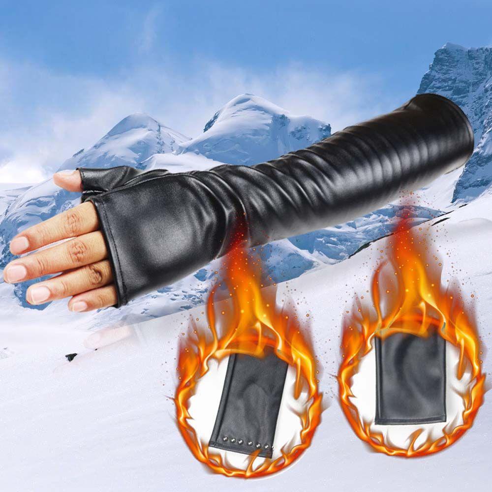 Găng Tay Da PU Phối Ren Chống Trượt Phong Cách Punk Thanh Lịch Cho Nữ