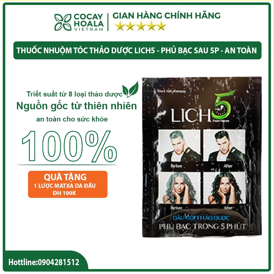 1 Gói Dầu Gội Thảo Dược Nhuộm Tóc Lich5 Gội Là Đen Sau 5 phút Từ 8 loại thảo dược Thiên Nhiên