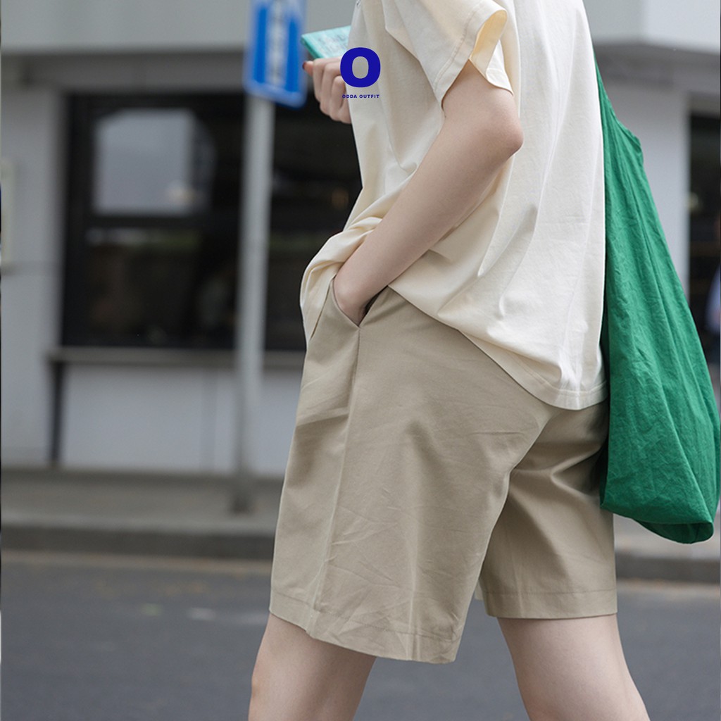ODDA OUTFIT / Quần kaki ngắn phong cách Nhật Bản năng động, Quần Kaki màu Be.