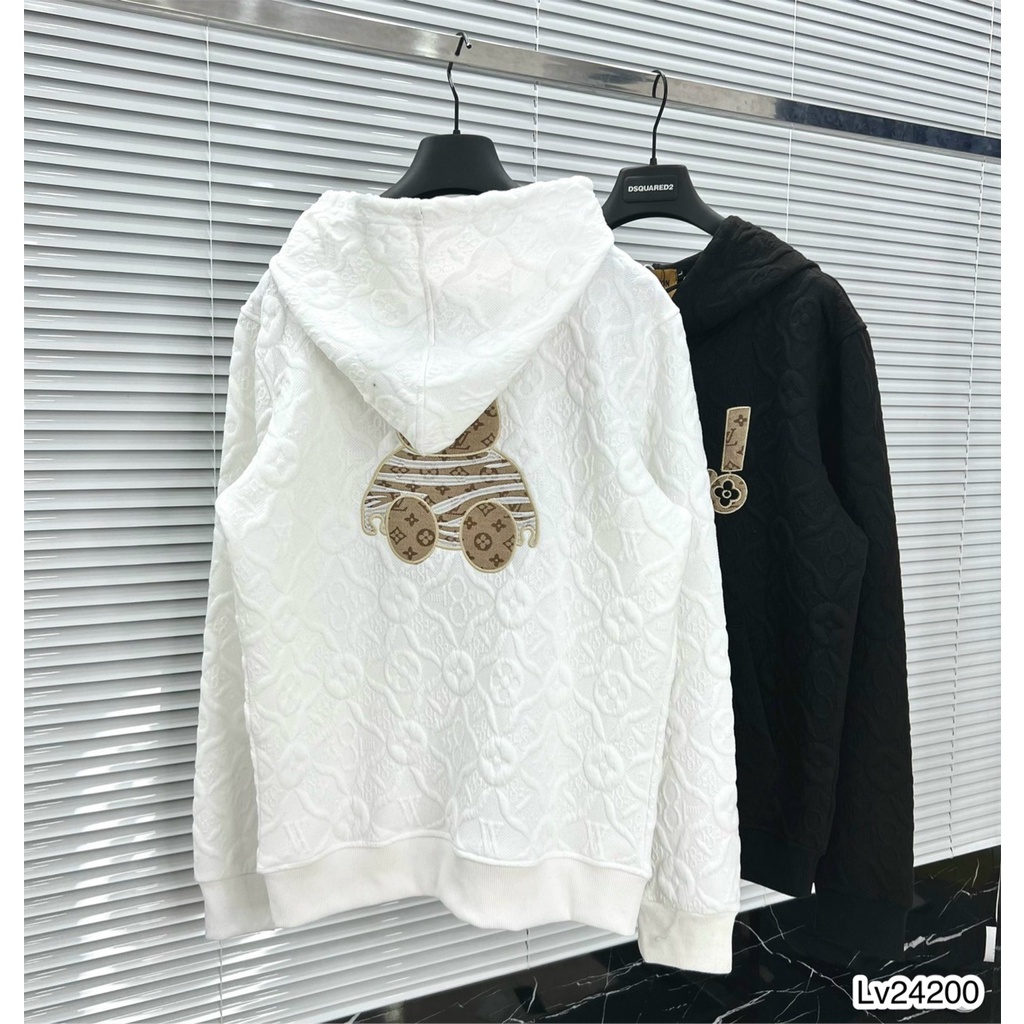 Áo Hoodie Nam Lv In Chìm Chìm Phối Họa Tiết Chữ Và Gấu Thêu . Áo Hoodie Unisex Nam Nữ Lv Chất Nỉ Dày Dặn - MINH TÂY STOR