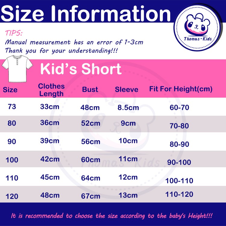[THOMAS KIDS] Áo Thun Cotton Ngắn Tay In Họa Tiết Hoạt Hình Cho Bé Trai Gái 1-6 Tuổi