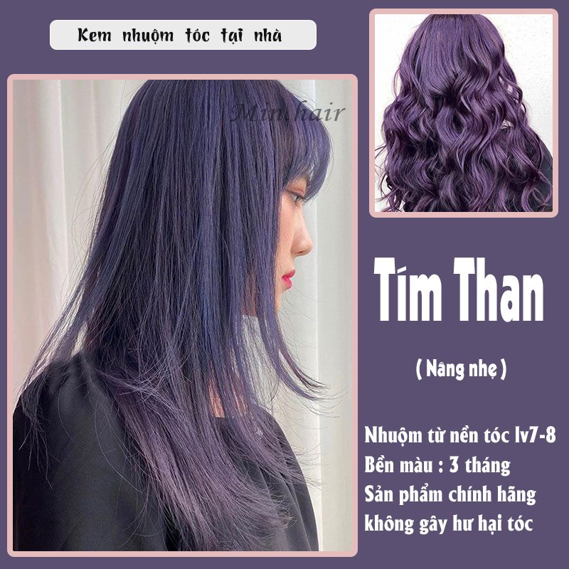thuốc nhuộm tóc màu tím than, tặng kèm oxy trợ dưỡng và bao tay | Shopee  Việt Nam