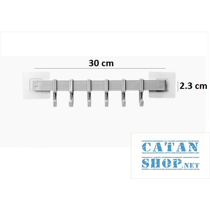 Thanh treo đồ dán tường,tủ quần áo, nhà bếp, có 6 móc chịu lực tiết kiệm diện tích (màu ngẫu nhiên)GD263-MTSC-Thanh