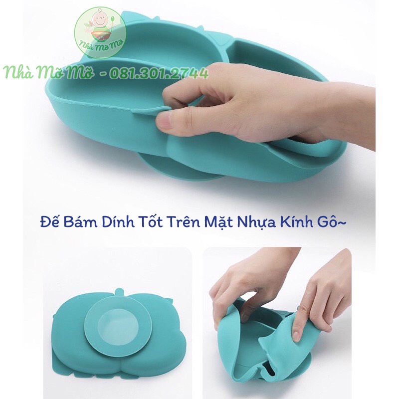 Khay Silicon Bò Sữa 3 Ngăn Có Đế Chống Lật Cho Bé Ăn Dặm - Nhà Mỡ