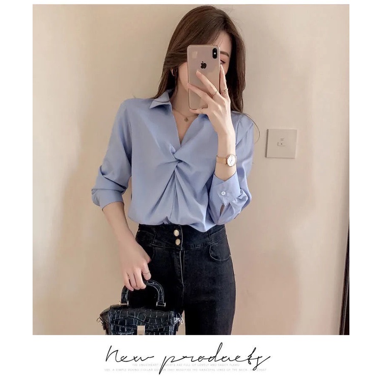 Áo Sơ Mi chiffon Tay Dài Cổ Chữ v Thời Trang Dành Cho Nữ áo sơ mi JL-CX-13