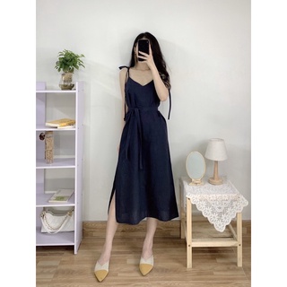 Đầm - Váy hai dây linen