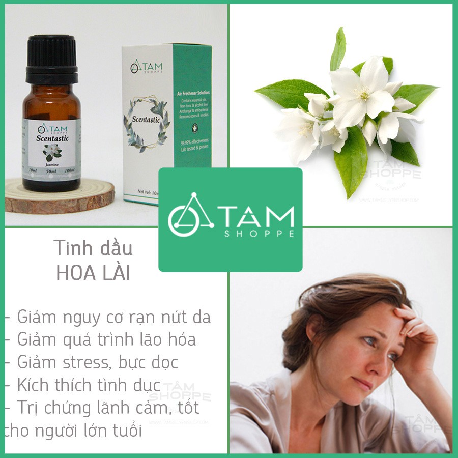 [TD THIÊN NHIÊN] Tinh dầu hoa lài (Jasmine) SCENTASTIC 50ml và 100ml