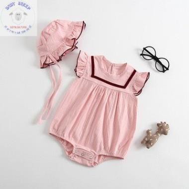 Body chip cho bé gái kèm mũ bèo tiểu thư xinh xắn cho bé diện đầy tháng thôi nôi dự tiệc