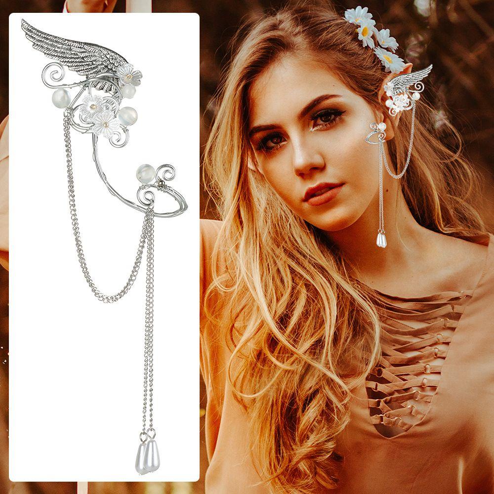 Khuyên Kẹp Vành Tai Yêu Tinh Hóa Trang Halloween|Khuyên Xỏ Tai Không Xỏ Lỗ Nhiều Màu Sắc